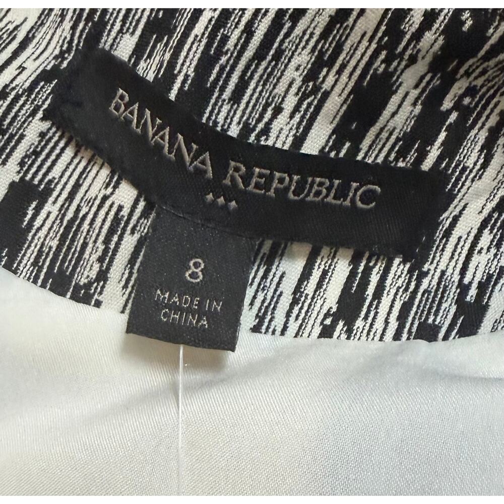 Banana Republic Black White Abstract Print Zip Sheath Dress Size 8 Cocktail Work - Picture 2 of 10